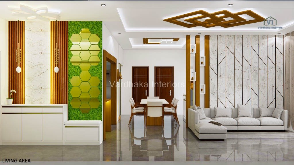 Modern living room interior design in Bengaluru by Vardhaka Interiors