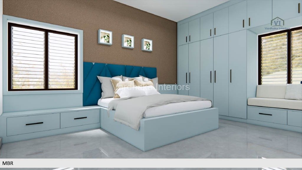 Modern Bedroom Design With Bay Window Design With Themed Bed — interior designers in Dandeli, Uttara Kannada