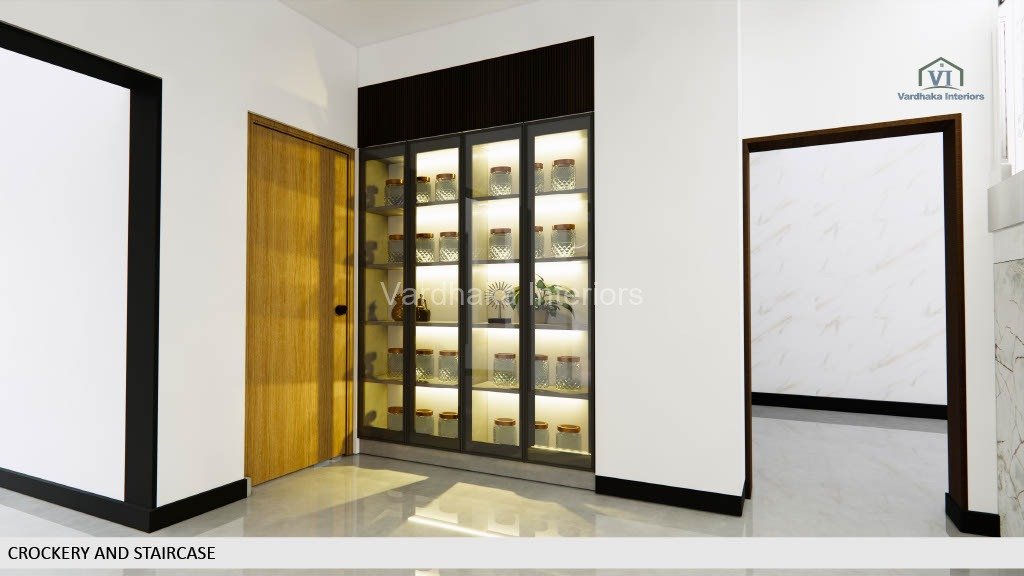 Modern Crockery Unit With Profile Shutters Interior Design Ideas — interior designers in Dandeli, Uttara Kannada