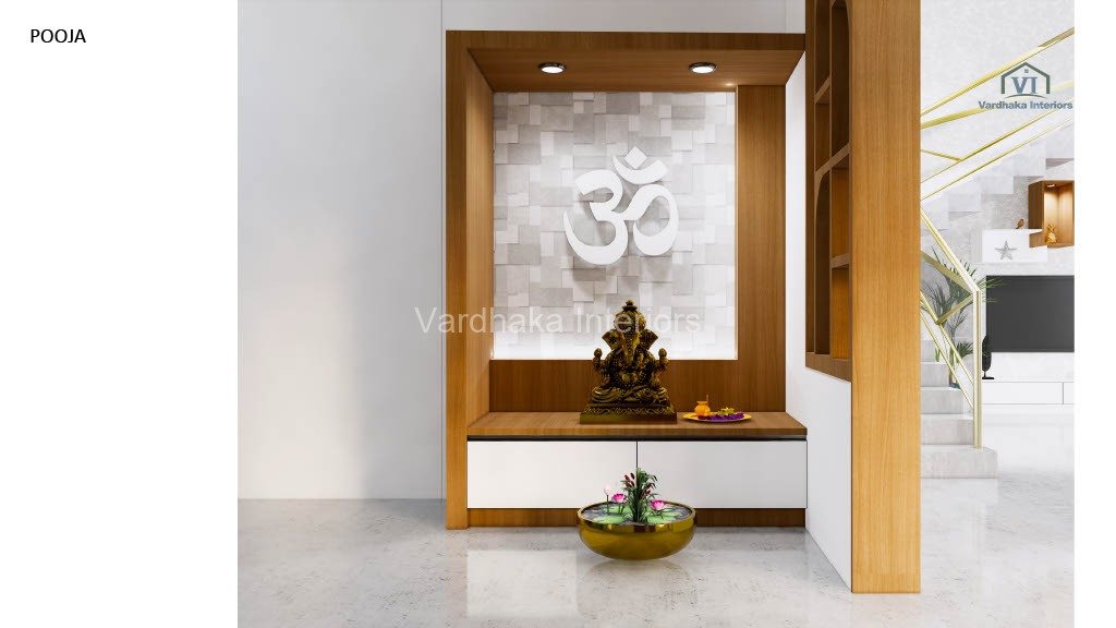 Modern Pooja Unit Interior Design — interior designers in Honnavara, Uttara Kannada