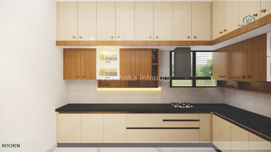 Modern Kitchen Design With Vardhaka Interiors Loft Ivory Design Profile Shutters — interior designers in Karwar, Uttara Kannada