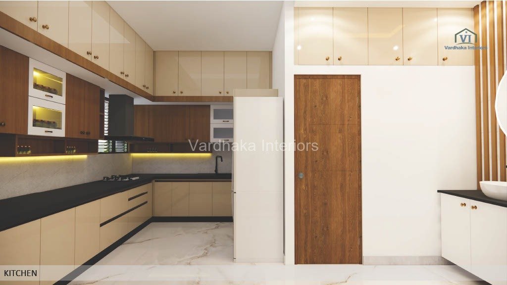 Modern Kitchen Design With Vardhaka Interiors Loft Ivory Design Profile Shutters Kitchen Design — interior designers in Karwar, Uttara Kannada
