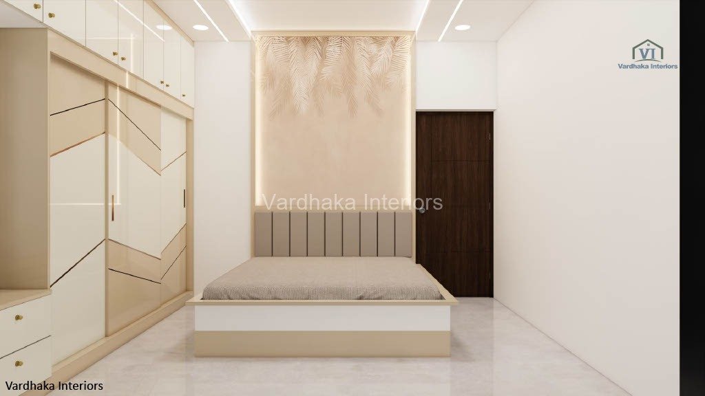 Modern Bedroom With Wall Design — interior designers in Murudeshwara, Uttara Kannada