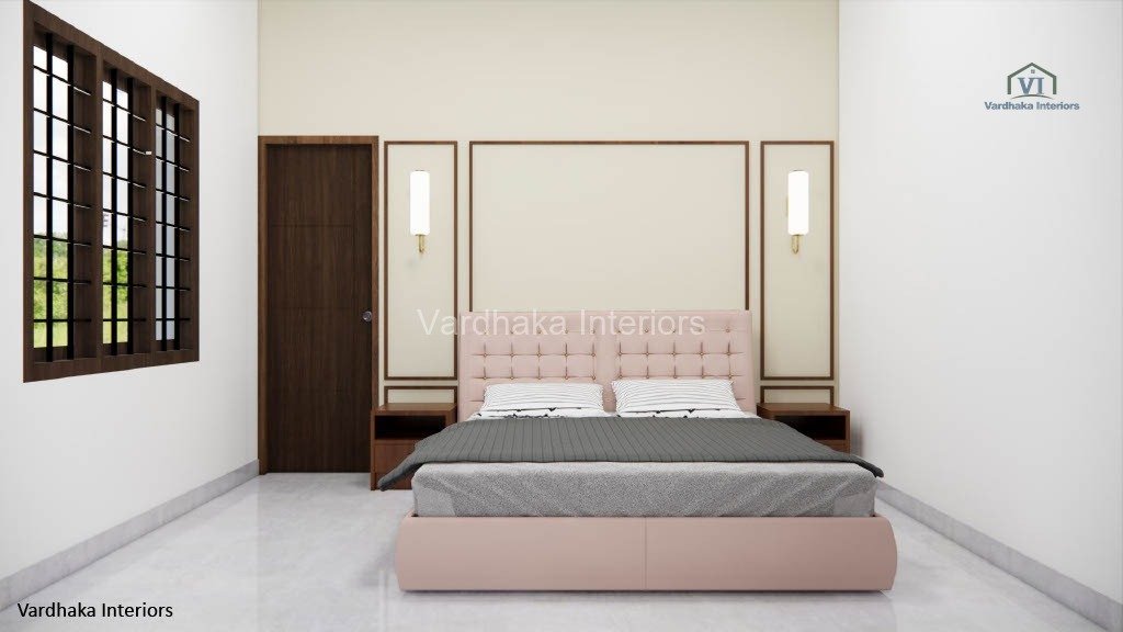 Modern Bed With Wall Design — interior designers in Sirsi, Uttara Kannada